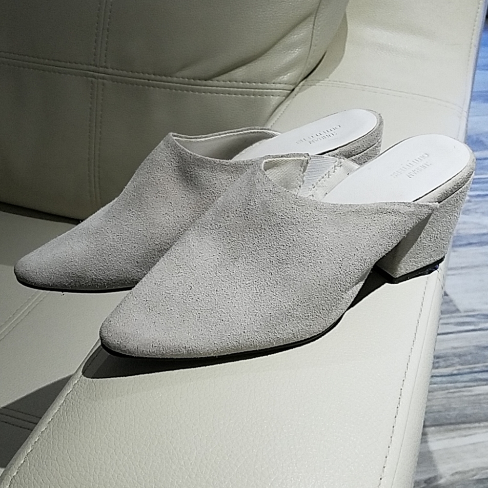 URBAN OUTFITTERS LEATHER SUEDE CHUNKY HEEL MULES…